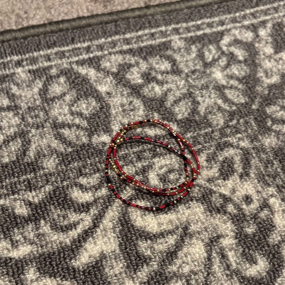 Enewton Multistrand Seed Bead Bracelet in Garnet and Black